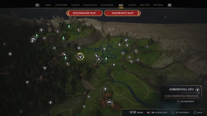 Grab a Jobberknoll from the Hogwarts Legacy map location above, close to the North Ford Bog Entrance Floo Flame.